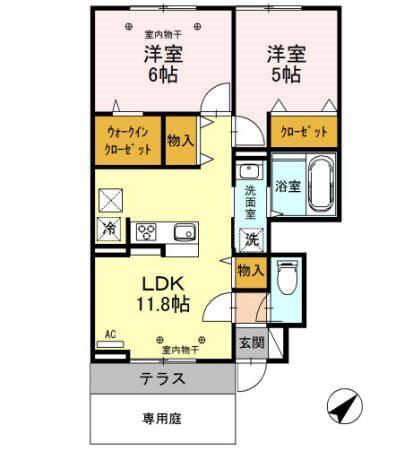 コーポ田村NO16(2LDK/1階)の間取り写真