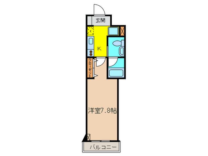 ルクレ日本橋馬喰町(1K/6階)の間取り写真