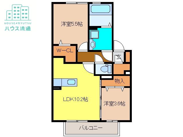 ウィンノーブルA棟(2LDK/1階)の間取り写真