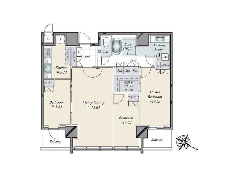 THE ROPPONGI TOKYO CLUB RESIDENCE(3LDK/36階)の間取り写真