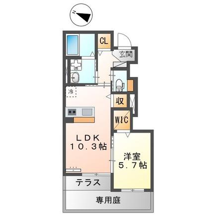 SOLEIL(1LDK/1階)の間取り写真