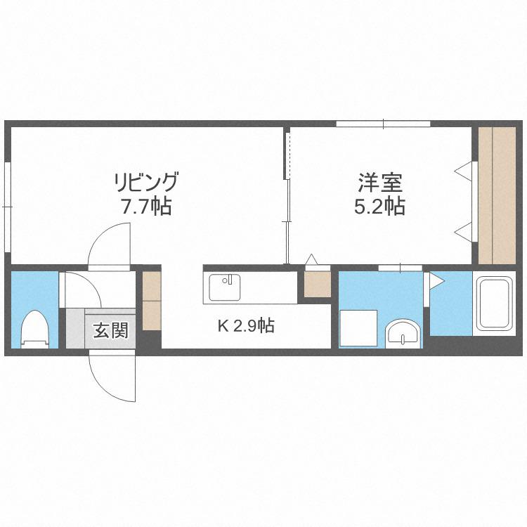グランメール北17東14A(1LDK/4階)の間取り写真