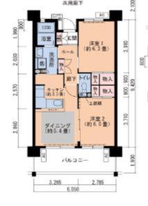 URグリーンヒルズ仁川6号棟(2LDK/1階)の間取り写真