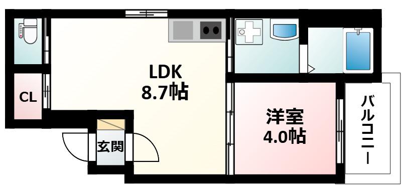 センチュリー江坂(1LDK/1階)の間取り写真