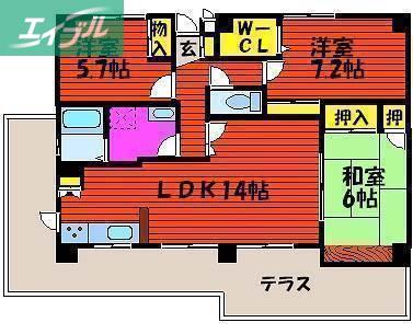 Y・A・F 国富マンション(3LDK/1階)の間取り写真
