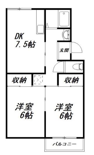コーポ伊藤(2DK/1階)の間取り写真
