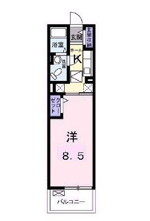 アップヒルズ(1K/1階)の間取り写真
