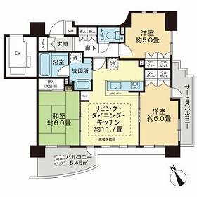 ライフアップ船堀(3LDK/8階)の間取り写真