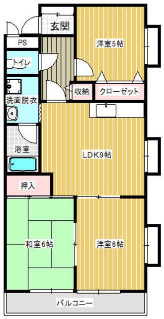 オリジン富士見(3LDK/2階)の間取り写真