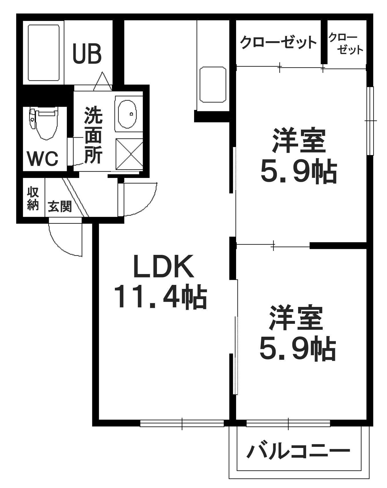 プリマベーラA(2LDK/2階)の間取り写真