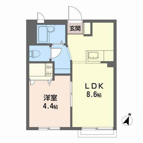 ハイツ駒下(1DK/1階)の間取り写真