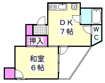 ヴィラ宮岡(1DK/4階)の間取り写真