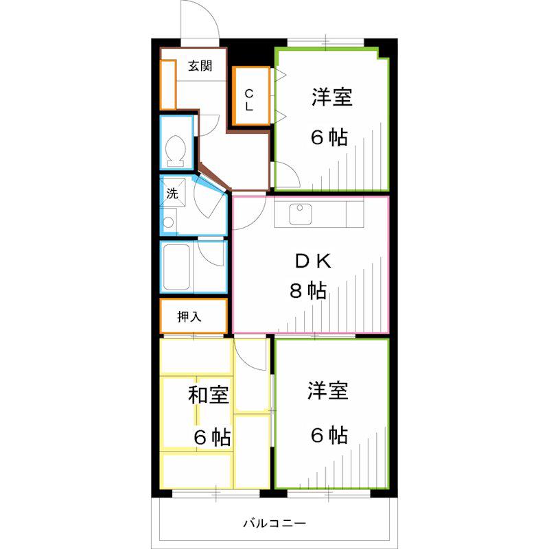 メゾンドクレール(3LDK/3階)の間取り写真