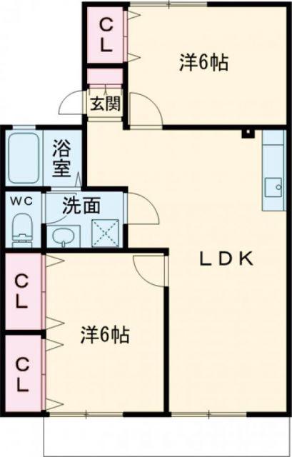 セジュール日高 A(2LDK/1階)の間取り写真