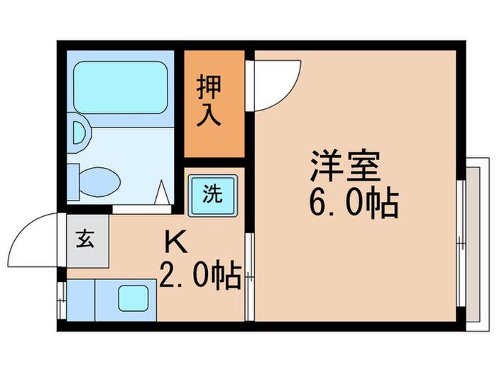 タウンコート双葉(1K/2階)の間取り写真