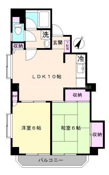 グリーンヒル文京(2LDK/4階)の間取り写真