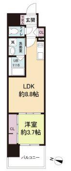 アーバイン比治山(1LDK/1階)の間取り写真