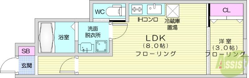エスポワール桜(1LDK/1階)の間取り写真