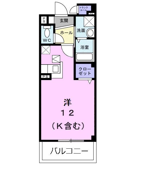 サンリッツ高宮C(ワンルーム/1階)の間取り写真