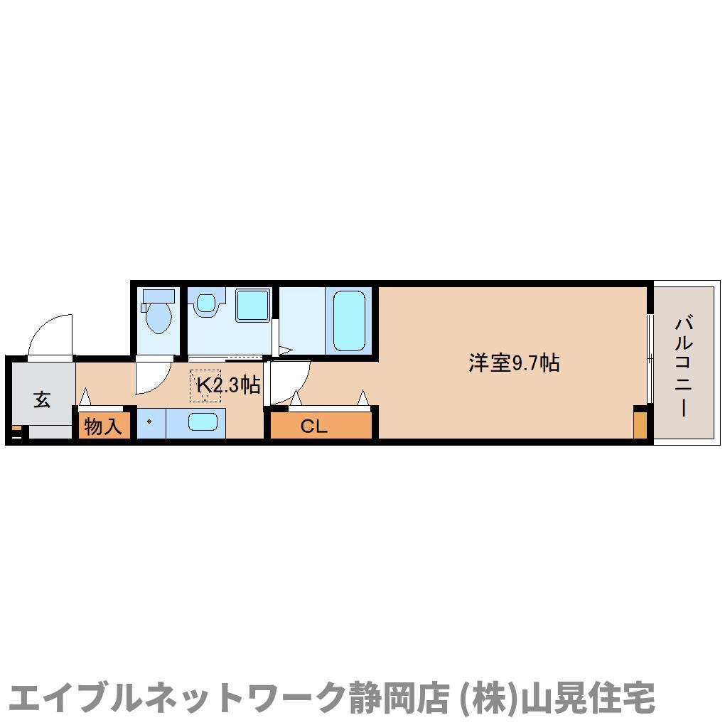 ヒカルサ静岡春日町(1K/1階)の間取り写真