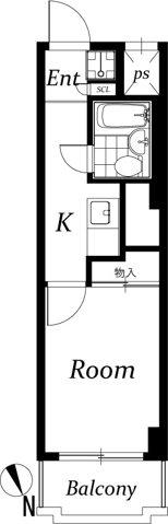 ベル島田(1K/4階)の間取り写真