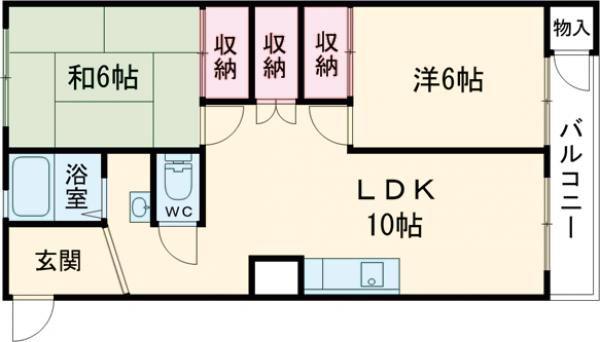 MISTRAL別府駅前(2LDK/3階)の間取り写真