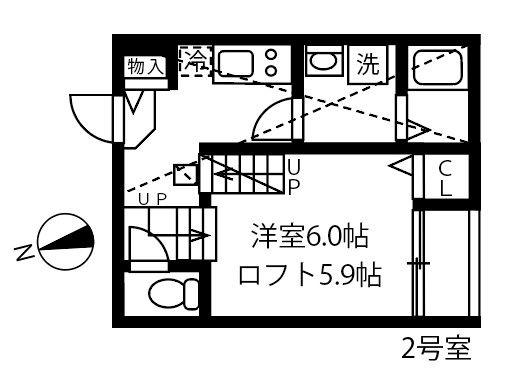 ハーモニーテラス大杉町III(1K/1階)の間取り写真