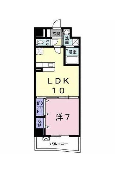 プラシード(1K/6階)の間取り写真