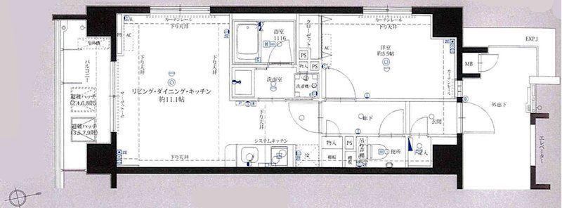 ザ・グランデ レガーロ浅草(1LDK/9階)の間取り写真