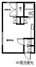 旭町しまハイツ(1LDK/1階)の間取り写真