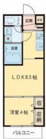 シャトーウィング連坊(1LDK/3階)の間取り写真
