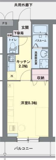 ラフィーネ花畑(1K/3階)の間取り写真