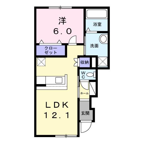 NEMARU森田(1LDK/1階)の間取り写真