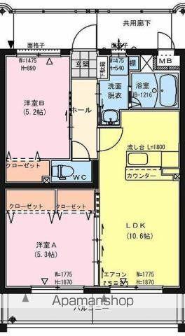 HAYATE・JAPAN(2LDK/3階)の間取り写真