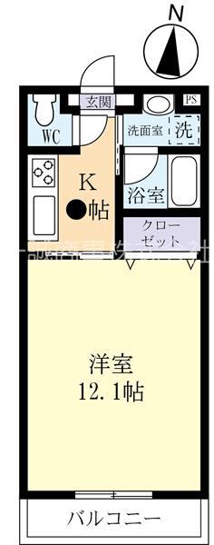 ルビーハイツ III(1K/1階)の間取り写真