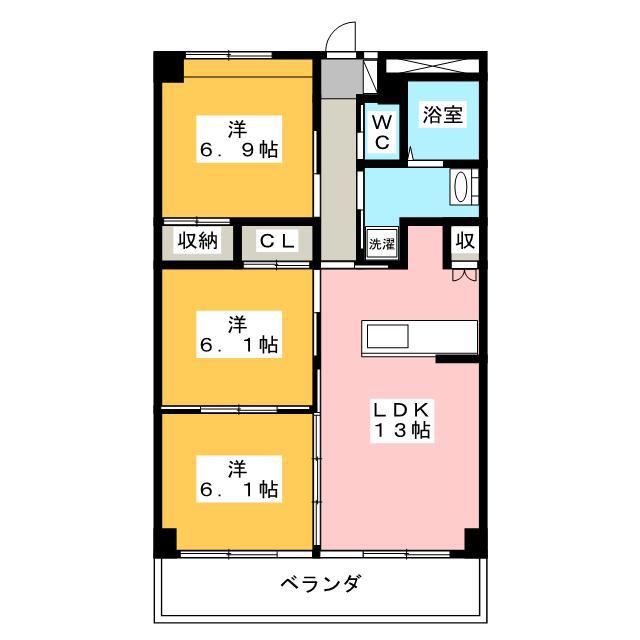 カーサ・ソレイユ(3LDK/1階)の間取り写真