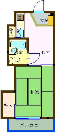 井上ビル(1DK/3階)の間取り写真
