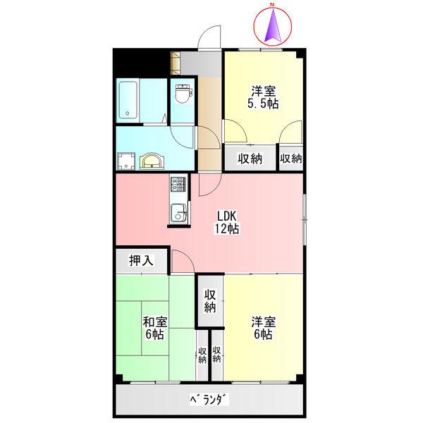 グランツ杉山(3LDK/3階)の間取り写真