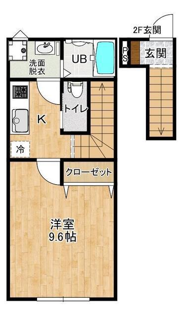 RAINBOW MIRAI B棟(1K/2階)の間取り写真