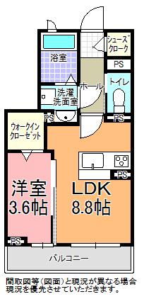 BEREO G.O.N(1LDK/2階)の間取り写真