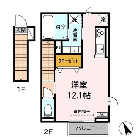 酒田市DROOM RAFFINESIRIUS2011K(1K/2階)の間取り写真