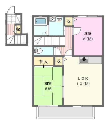 フェリーチェA(2LDK/2階)の間取り写真