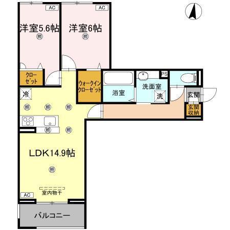 ギムレットB(2LDK/2階)の間取り写真