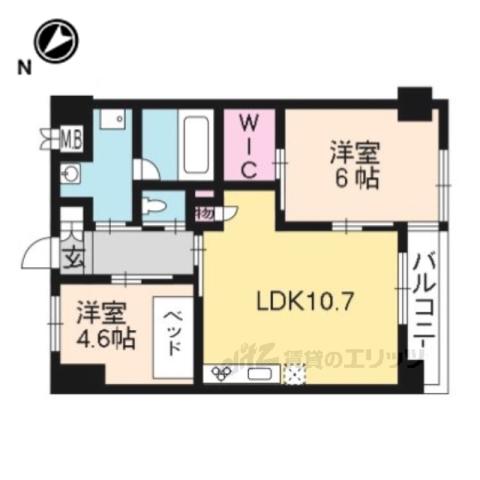 カーサフィオーレ桂(2LDK/4階)の間取り写真
