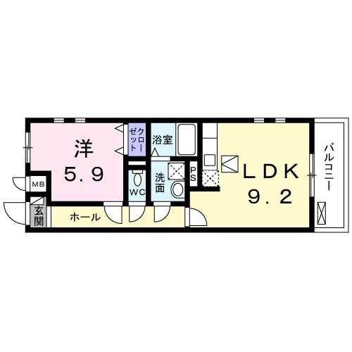 クラングフォリア(1LDK/2階)の間取り写真