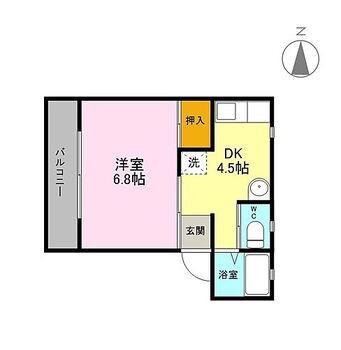 メゾンワルツC(1DK/1階)の間取り写真