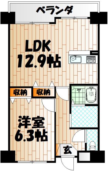 ジャミロ小倉(1LDK/10階)の間取り写真