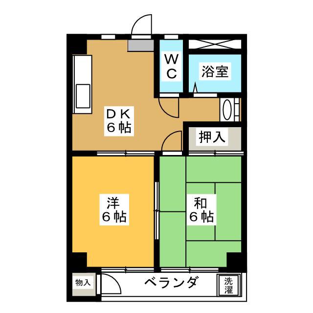 クリスタルハイツ(2DK/2階)の間取り写真