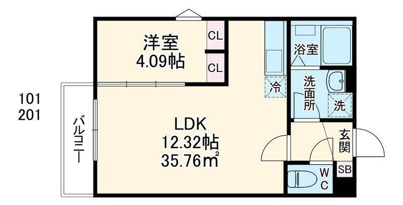 GRADUS都賀(1LDK/2階)の間取り写真