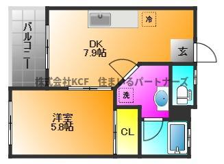 ワンピース(1DK/5階)の間取り写真
